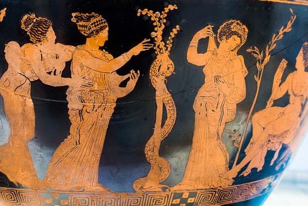 The Garden of the Hesperides depicted on a Greek vase (420 – 410 BCE). Photo by ArchaiOptix.